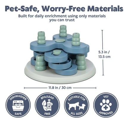 Dog Activity Windmill Strategy Game, Level 1, Beginner Dog Puzzle Toy, Treat Dispenser
